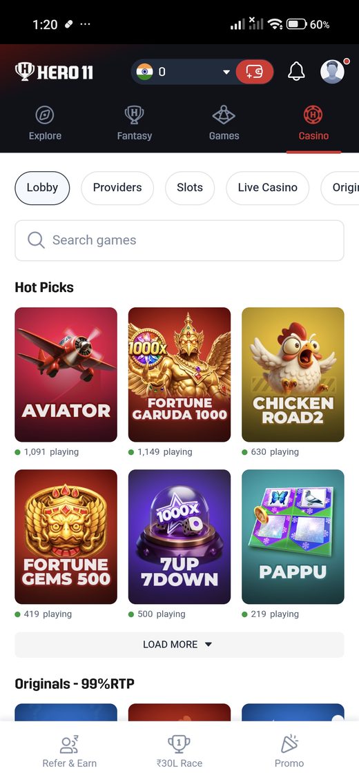Hero11 casino Hot Picks category.