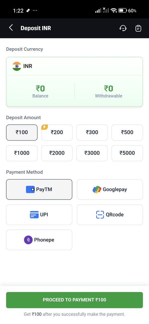 Hero11 INR deposit screen with Paytm, Google Pay, UPI, PhonePe, and a QR option.